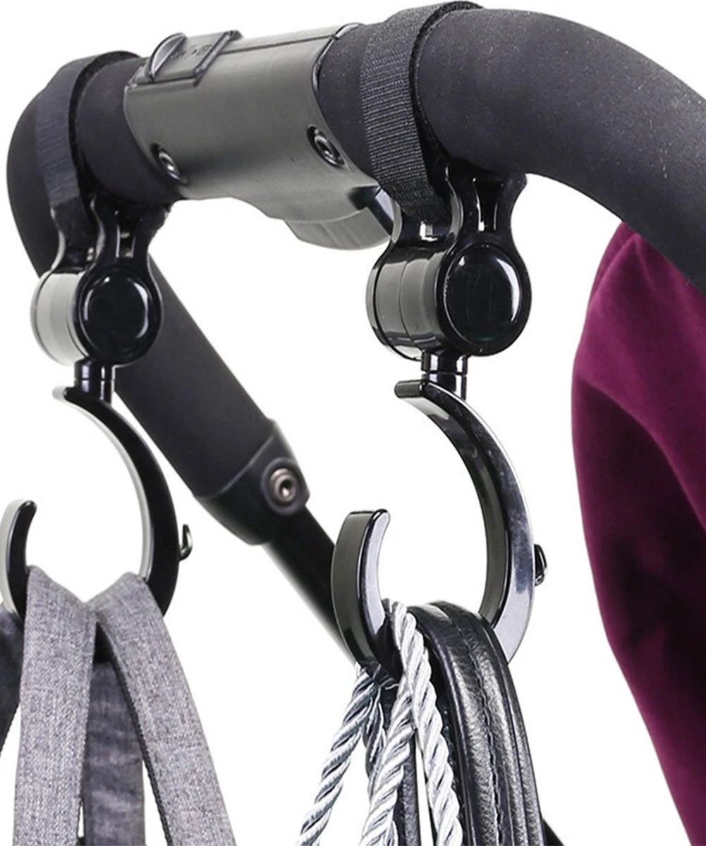 Kinderwagen Tassenhaak 2 Stuks - Boodschappenhaken - Tassenhanger - Babywagen Tassenhaak - Strollerhook - Buggy Haak - Bags Holder - Tassenclips - Rugzak Hanger - Verplaatsbare Hanger - Rolstoelhaak - Auto Hoofdsteun Haak - Afbeelding 2