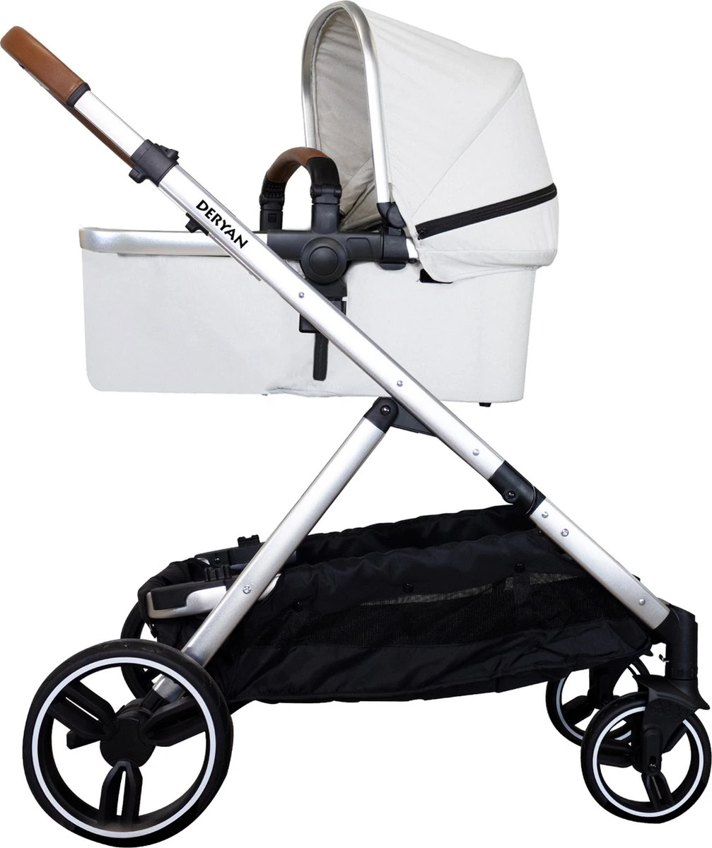 Deryan Evy Kinderwagen - Duo Kinderwagen - Uitbreidbaar - Inclusief Reiswieg - Creme - Afbeelding 12