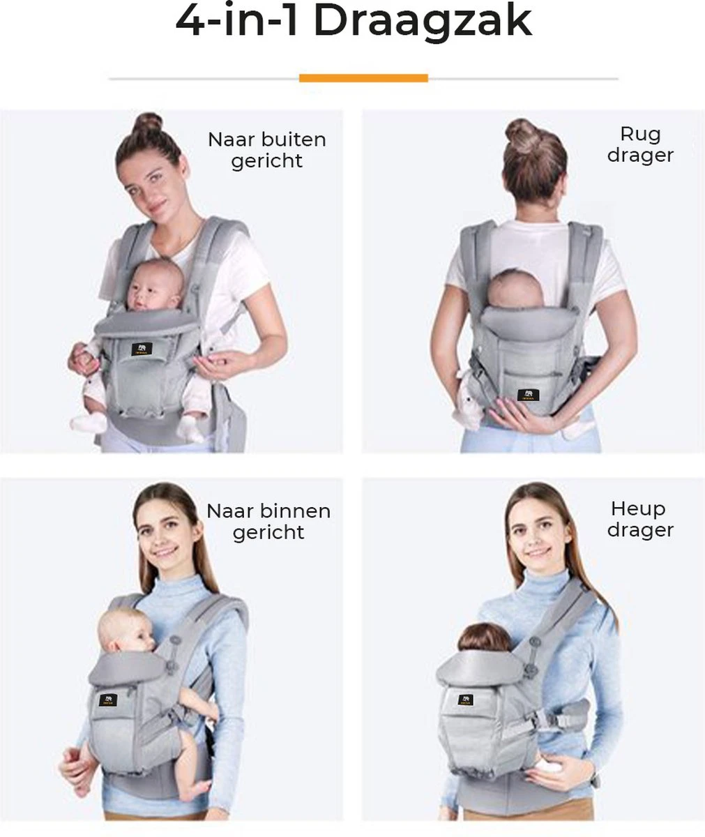 Deryan Meinkind Draagzak - Buikdrager 4-in-1 Antraciet/Grijs - Afbeelding 9