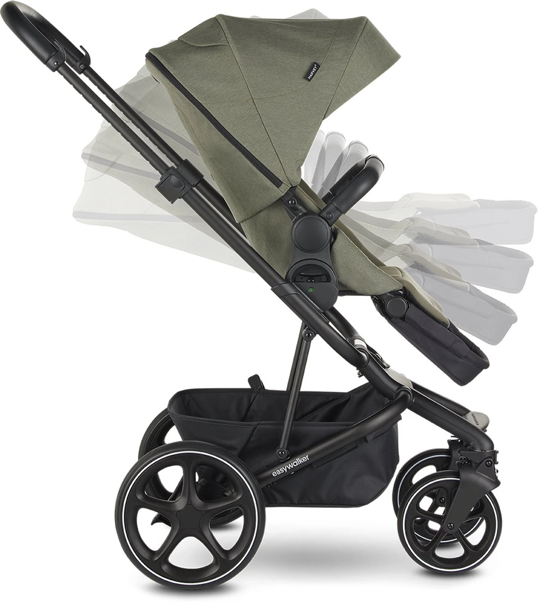 Easywalker Harvey 3 / Harvey³ Voordeelset Bestaande Uit Kinderwagen, Reiswieg, Voetenzak, Regenhoes Voor Zitting En Reiswieg, Hoes Voor De Reiswiegmatras - Kleur Fossil Grey - Afbeelding 11