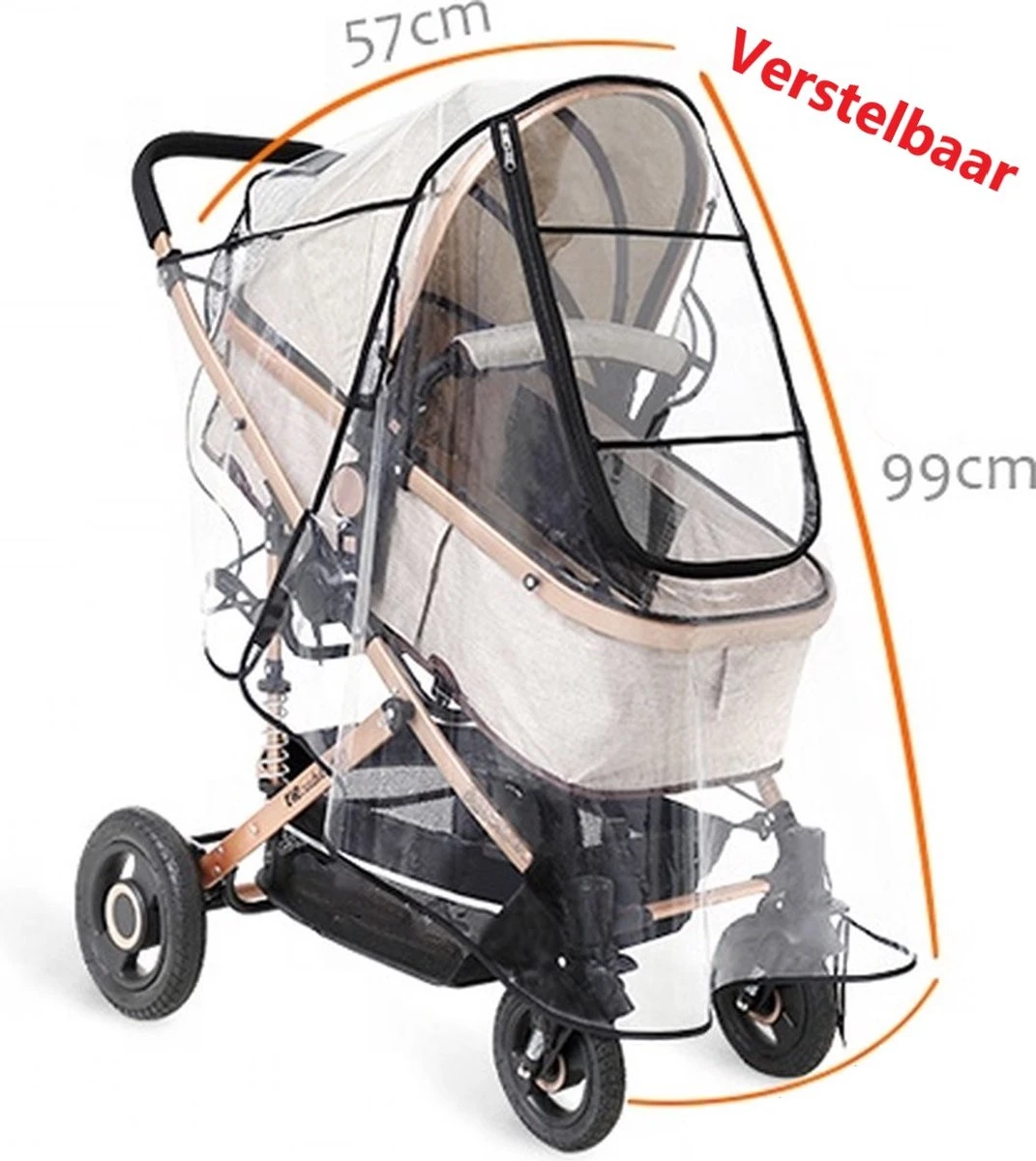 Achilles Universele Regenhoes Kinderwagen (2023 Model)– Buggy Hoes Universeel – Tegen Regen & Miezer - Afbeelding 5