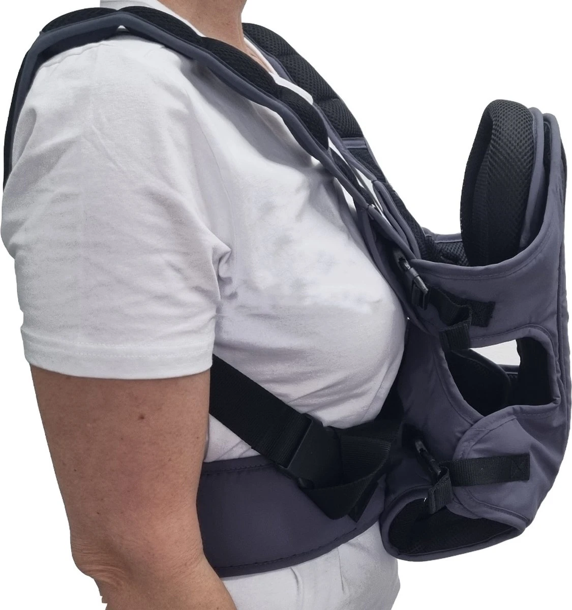 Merkloos Ergonomische Babydrager - Grijs - Draagzak - Voor Buik En Rug - Afbeelding 2