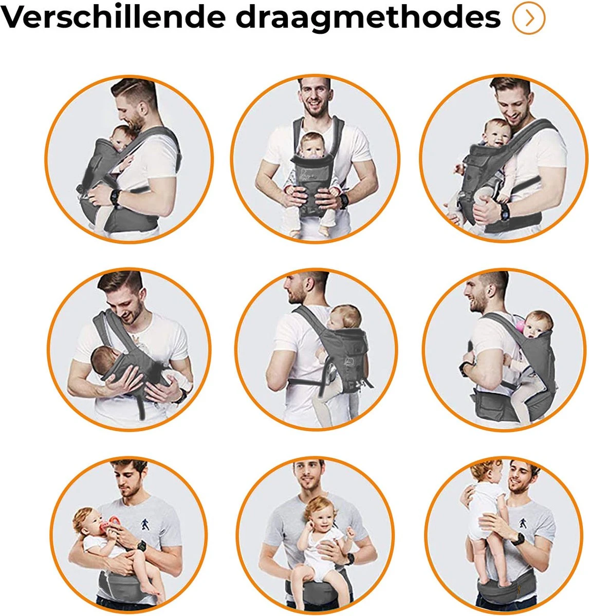 Deryan Pack Luxe Ergonomische Draagzak Babydrager + Opbergvakjes Grijs - Afbeelding 11