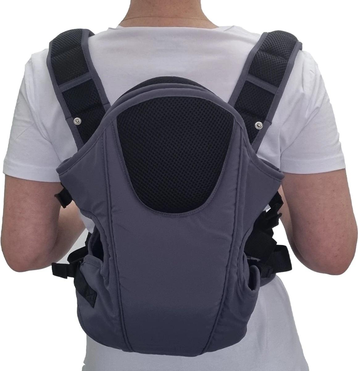 Merkloos Ergonomische Babydrager - Grijs - Draagzak - Voor Buik En Rug - Afbeelding 3