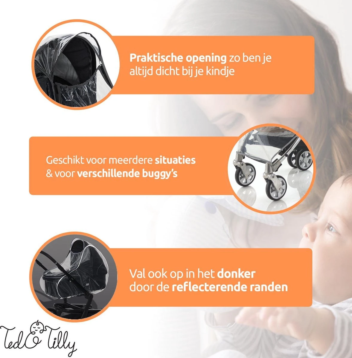 Universele Regenhoes Kinderwagen Met Kijkvenster – Buggy Hoes Universeel – Tegen Regen En Miezer Buggy – Doorzichtig - Afbeelding 5