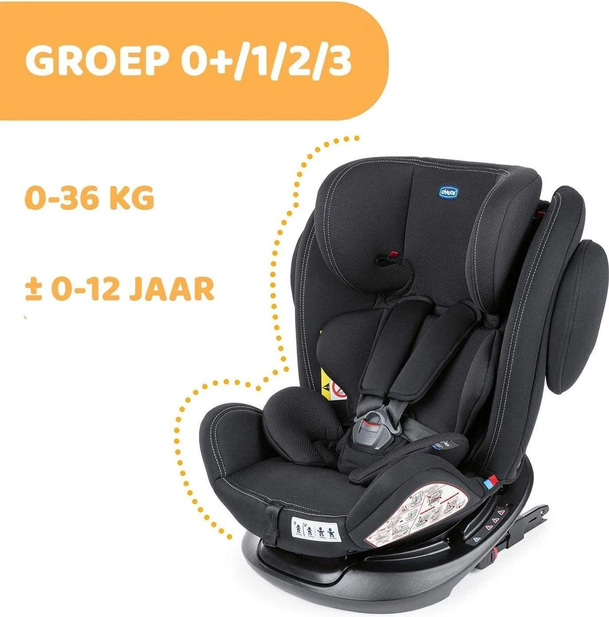Chicco Autostoel Unico PLUS - Groep 0 1 2 3 - Isofix Bevestiging -Verstelbare Hoofdsteun - Zwart - Afbeelding 11