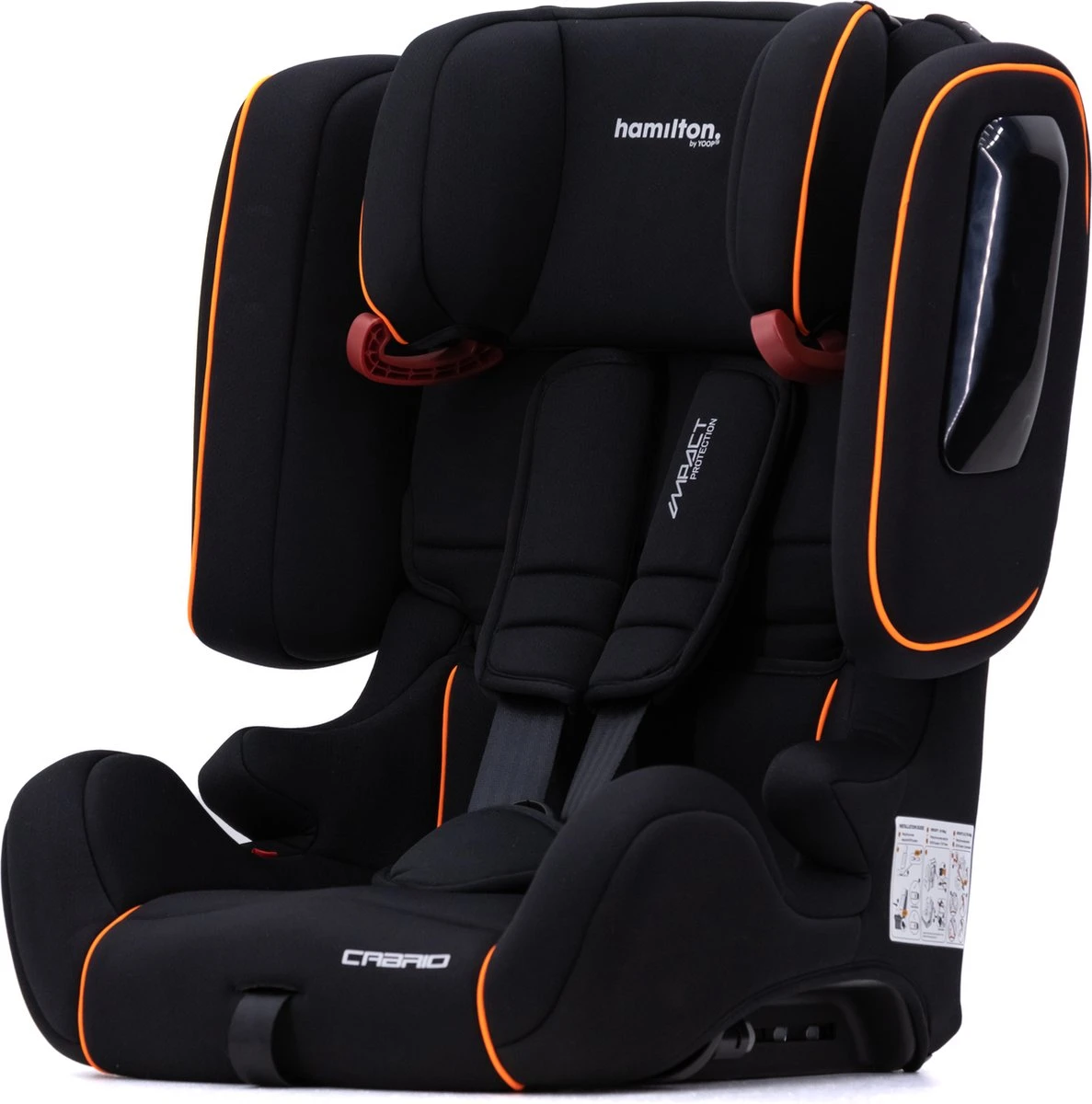 Hamilton By Yoop Cabrio Premium Opvouwbare Autostoel – Veilig, Comfortabel En Lichtgewicht Autozitje – Groep I, II, III Autostoeltje Voor 9 Maanden Tot 12 Jaar – Neon Oranje – ISOFIX Kliksysteem - 1e Opvouwbare Autostoel Ter Wereld - Afbeelding 8