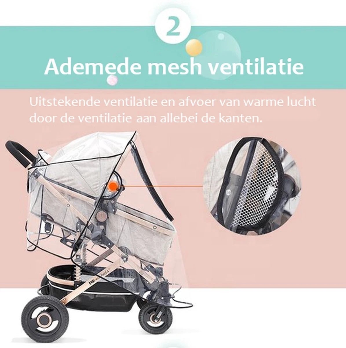 Achilles Universele Regenhoes Kinderwagen (2023 Model)– Buggy Hoes Universeel – Tegen Regen & Miezer - Afbeelding 2