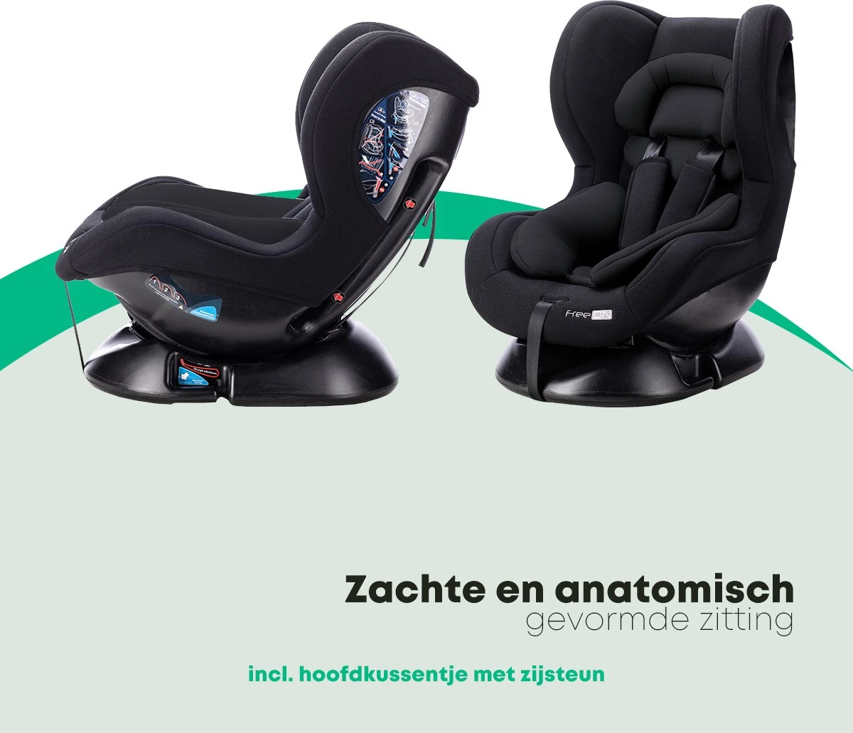 FreeON Autostoel Tipo Zwart (0-18kg) - Groep 0+1 Autostoel Voor Kinderen Van 0 Tot 4 Jaar - Afbeelding 2
