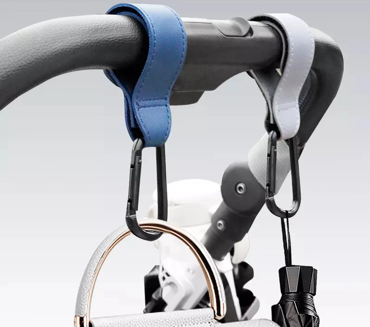 Merkloos Kinderwagen Tassenhaakjes - Haakjes Voor Tassen - Set Van 2 - Extra Stevig - Goedkoop - Buggy Haakjes - Zwart - Afbeelding 2