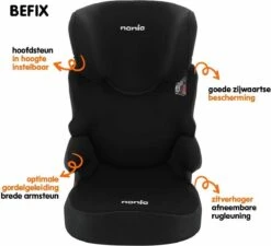 Nania - Autostoel Befix - Eco Zwart (15 Tot 36 Kg) - Zwart -Maxi-Cosi winkel 1200x1093
