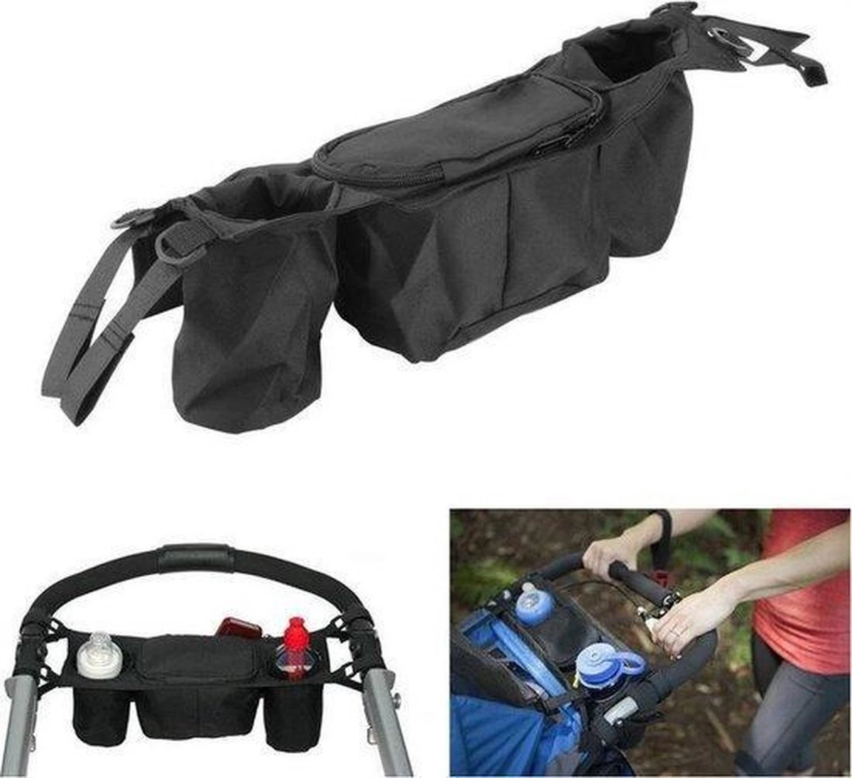 GoedHandel - Organizer Kinderwagen - Bekerhouder - Flessenhouder - Luiertas Kinderwagen - Universeel - Buggy Organizer - Fleshouder - Afbeelding 2