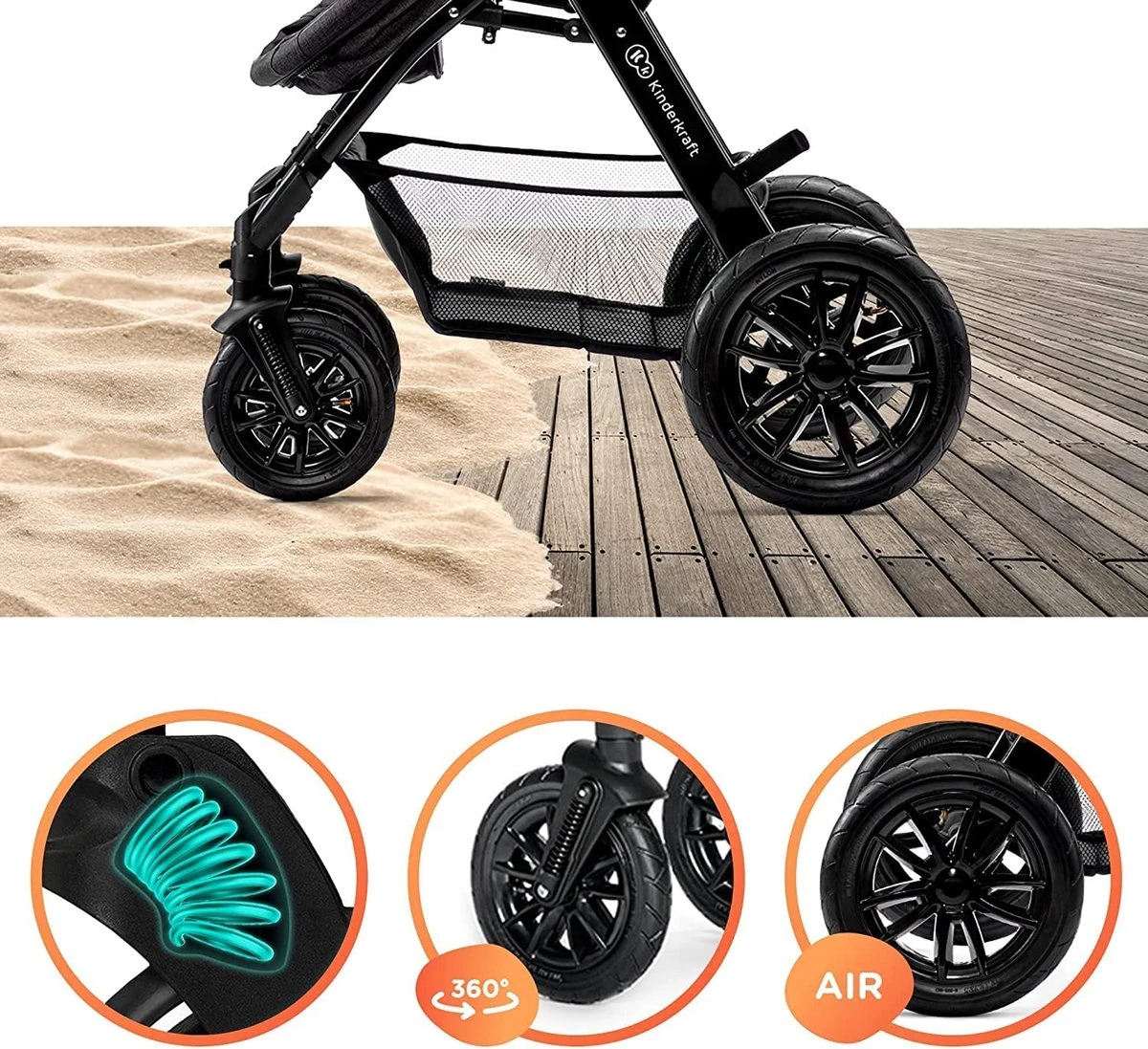 Kinderkraft Moov 3 In 1 Kinderwagen - Inclusief Autostoel - Black - Afbeelding 8