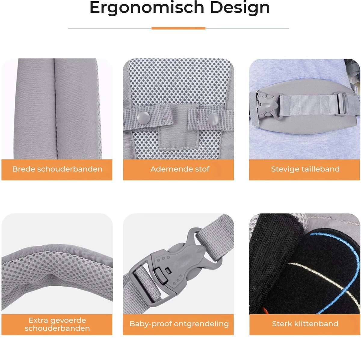 Deryan Meinkind Draagzak - Buikdrager 4-in-1 Antraciet/Grijs - Afbeelding 3