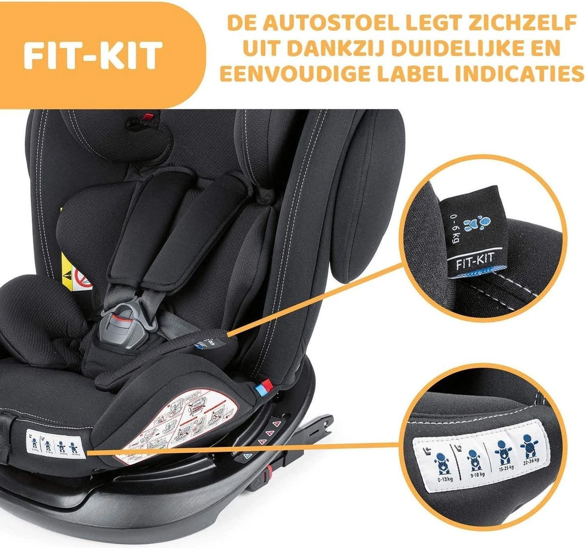 Chicco Autostoel Unico PLUS - Groep 0 1 2 3 - Isofix Bevestiging -Verstelbare Hoofdsteun - Zwart - Afbeelding 6