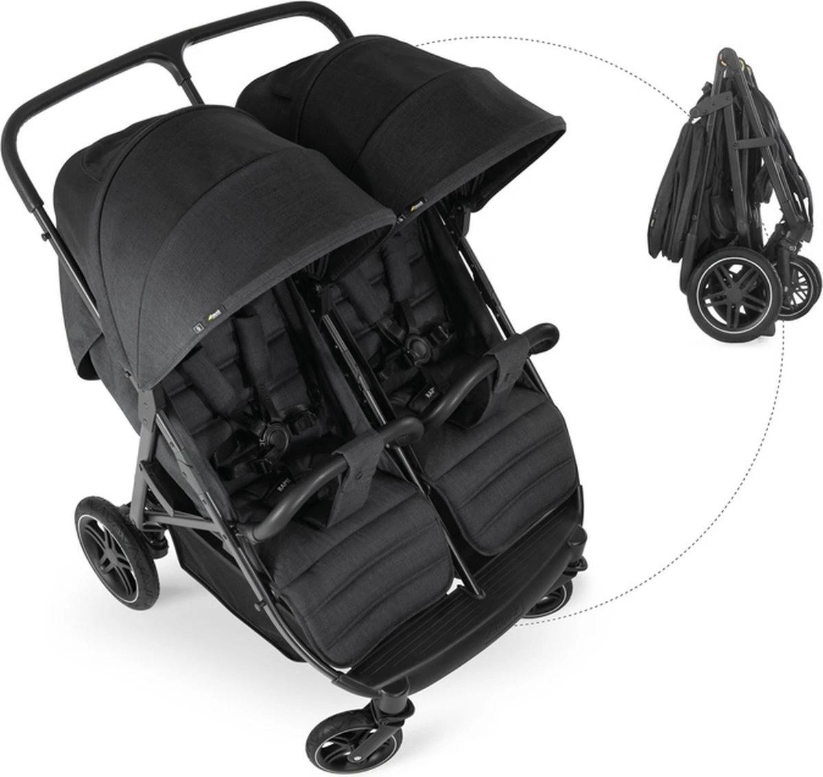 Hauck Uptown Duo Melange Broertje/zusje Kinderwagen Black - Afbeelding 7