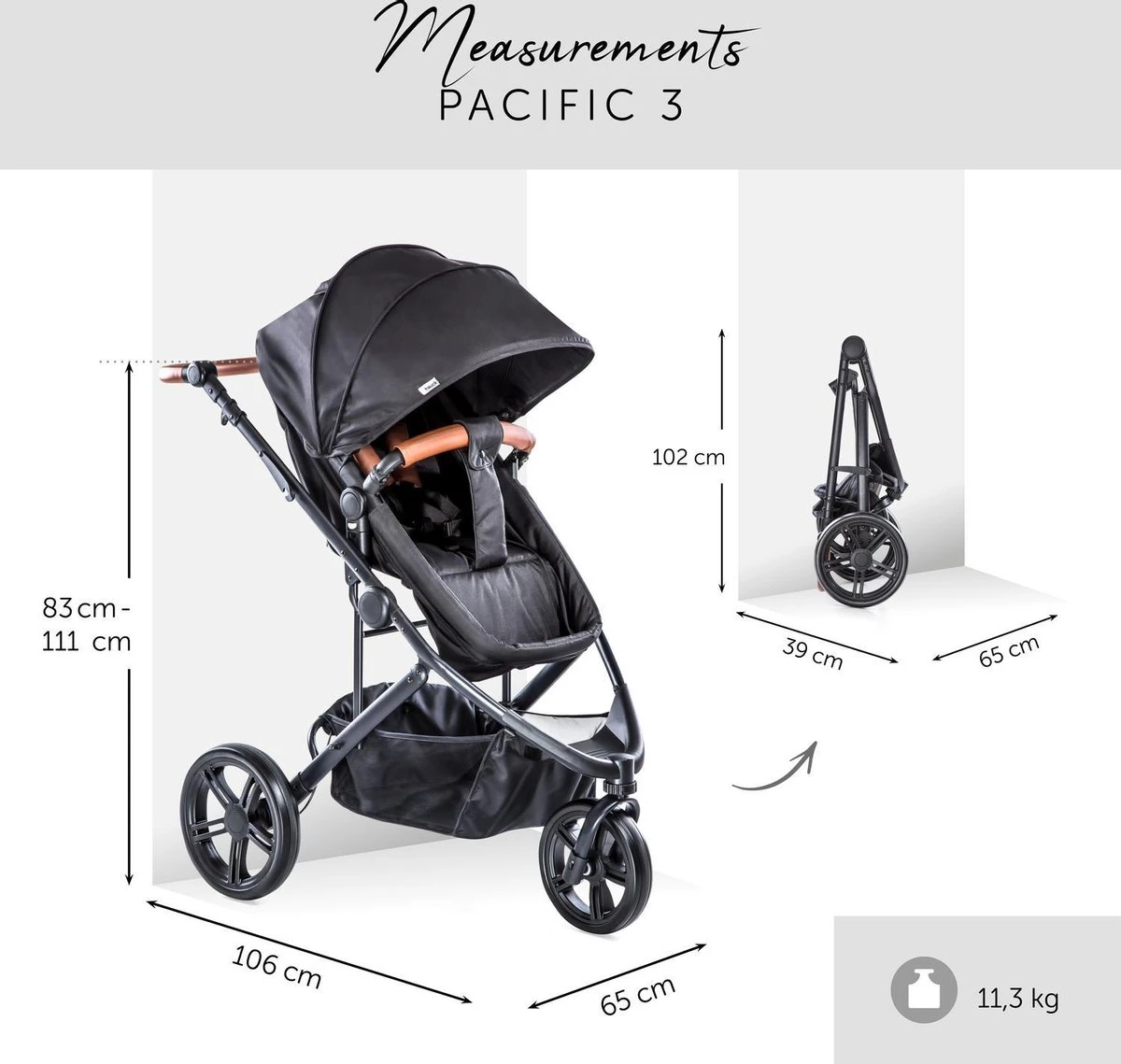 Hauck Pacific 3 Shop N Drive Kinderwagen - Caviar - Afbeelding 4