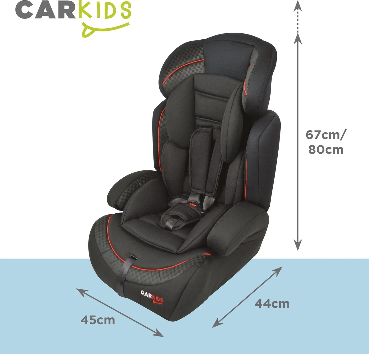 Carkids Verstelbaar Kinderautostoeltje Zwart En Rood | Kinderautostoel Groep 1-2-3 | Kinderen Van 9 Maanden-12 Jaar | 9-36 Kg - Afbeelding 5