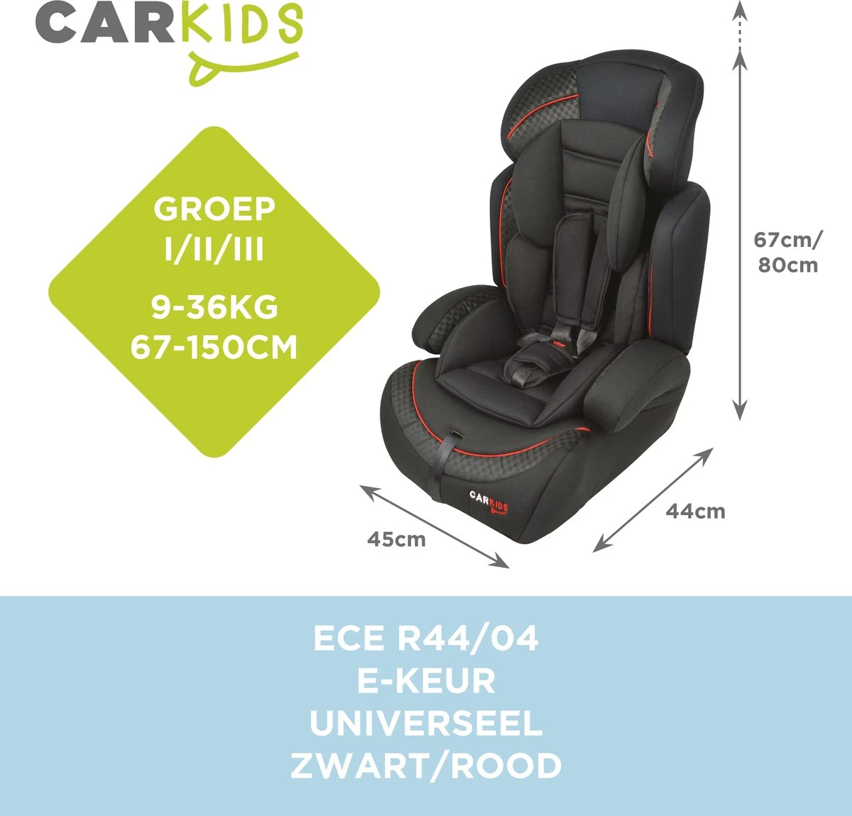 Carkids Verstelbaar Kinderautostoeltje Zwart En Rood | Kinderautostoel Groep 1-2-3 | Kinderen Van 9 Maanden-12 Jaar | 9-36 Kg - Afbeelding 6