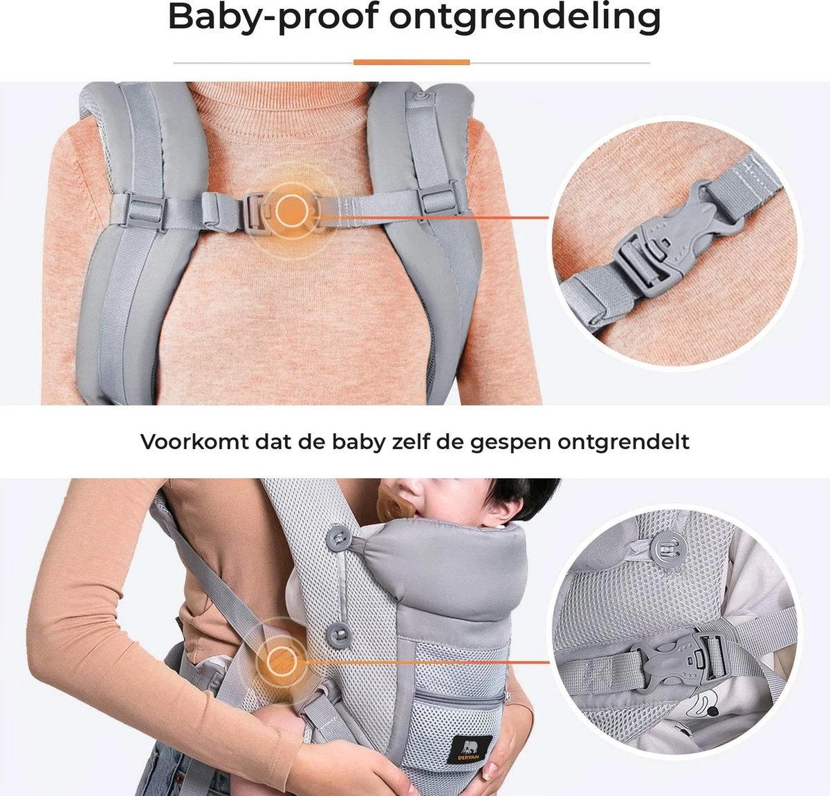 Deryan Meinkind Draagzak - Buikdrager 4-in-1 Antraciet/Grijs - Afbeelding 10