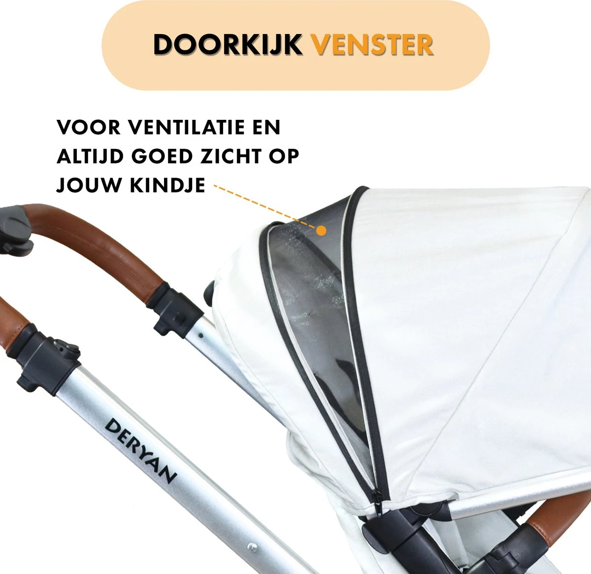 Deryan Evy Kinderwagen - Duo Kinderwagen - Uitbreidbaar - Inclusief Reiswieg - Creme - Afbeelding 4
