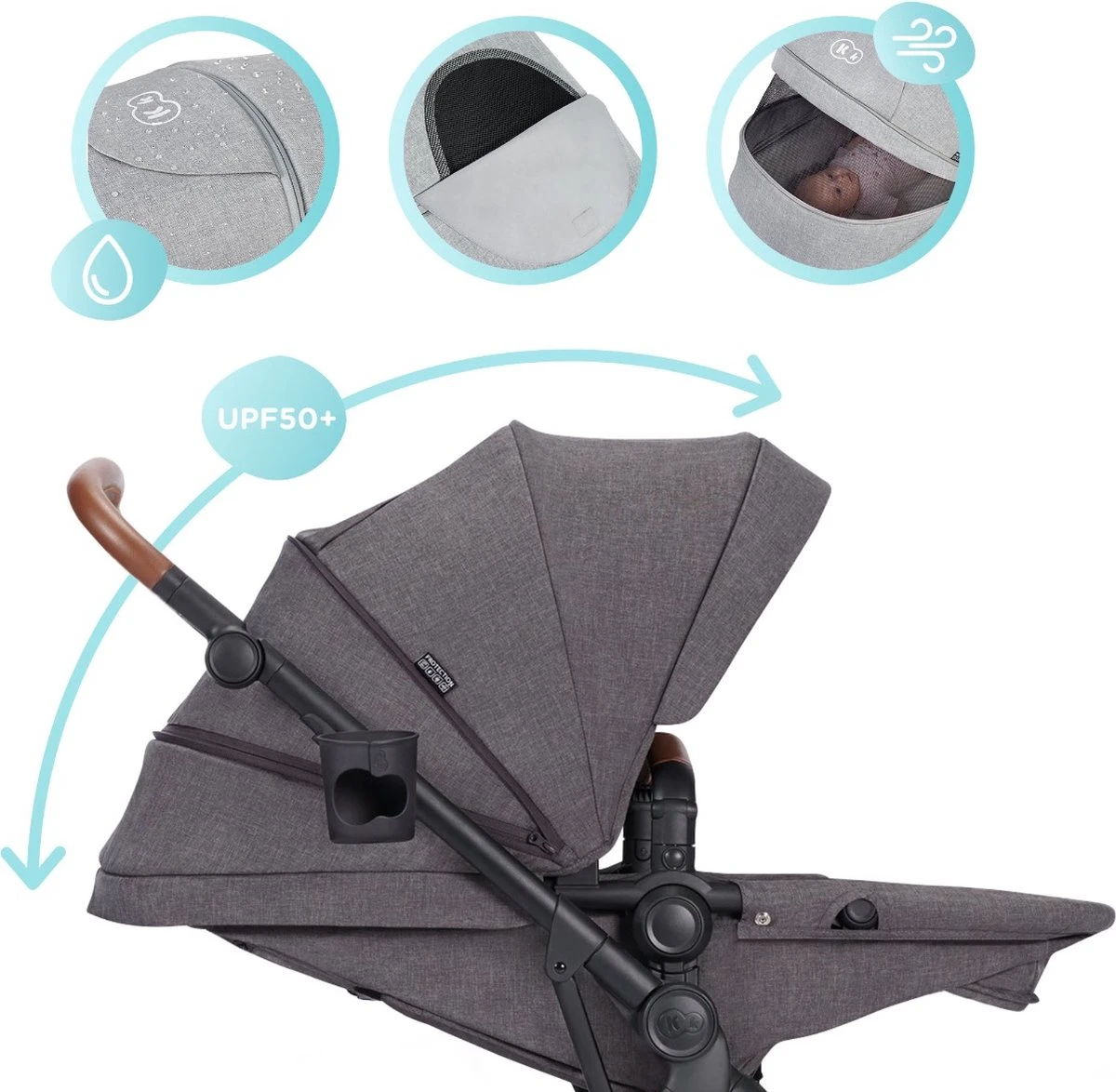 Kinderkraft B-Tour Ash Grey 3-in-1 Combi Kinderwagen Incl. Autostoel KSBTOU00DGR3000 19 Kinderkraft B-Tour Ash Grey 3-in-1 Combi Kinderwagen Incl. Autostoel KSBTOU00DGR3000 - Afbeelding 17