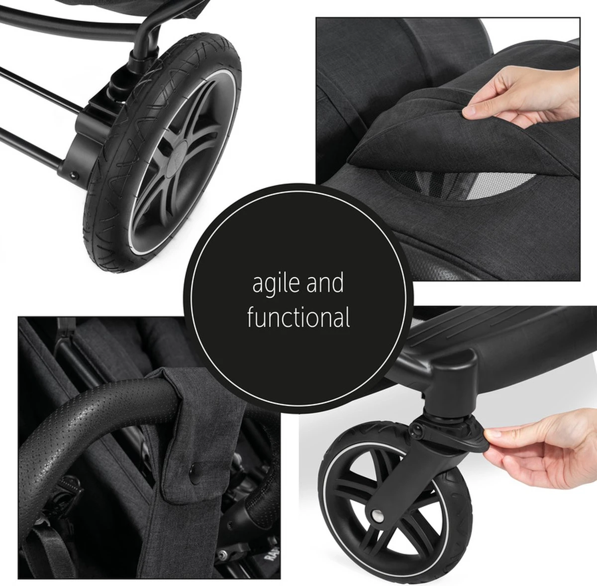 Hauck Uptown Duo Melange Broertje/zusje Kinderwagen Black - Afbeelding 3
