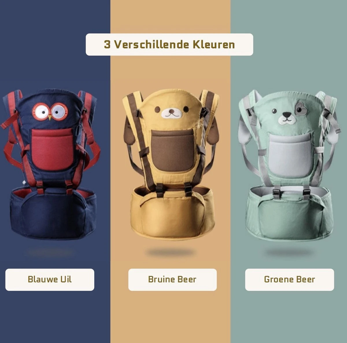 Baby Draagzak - Buik/Rug Babydrager Met Zacht Zitje (0-36 Maanden) - Bruine Beer - Afbeelding 9