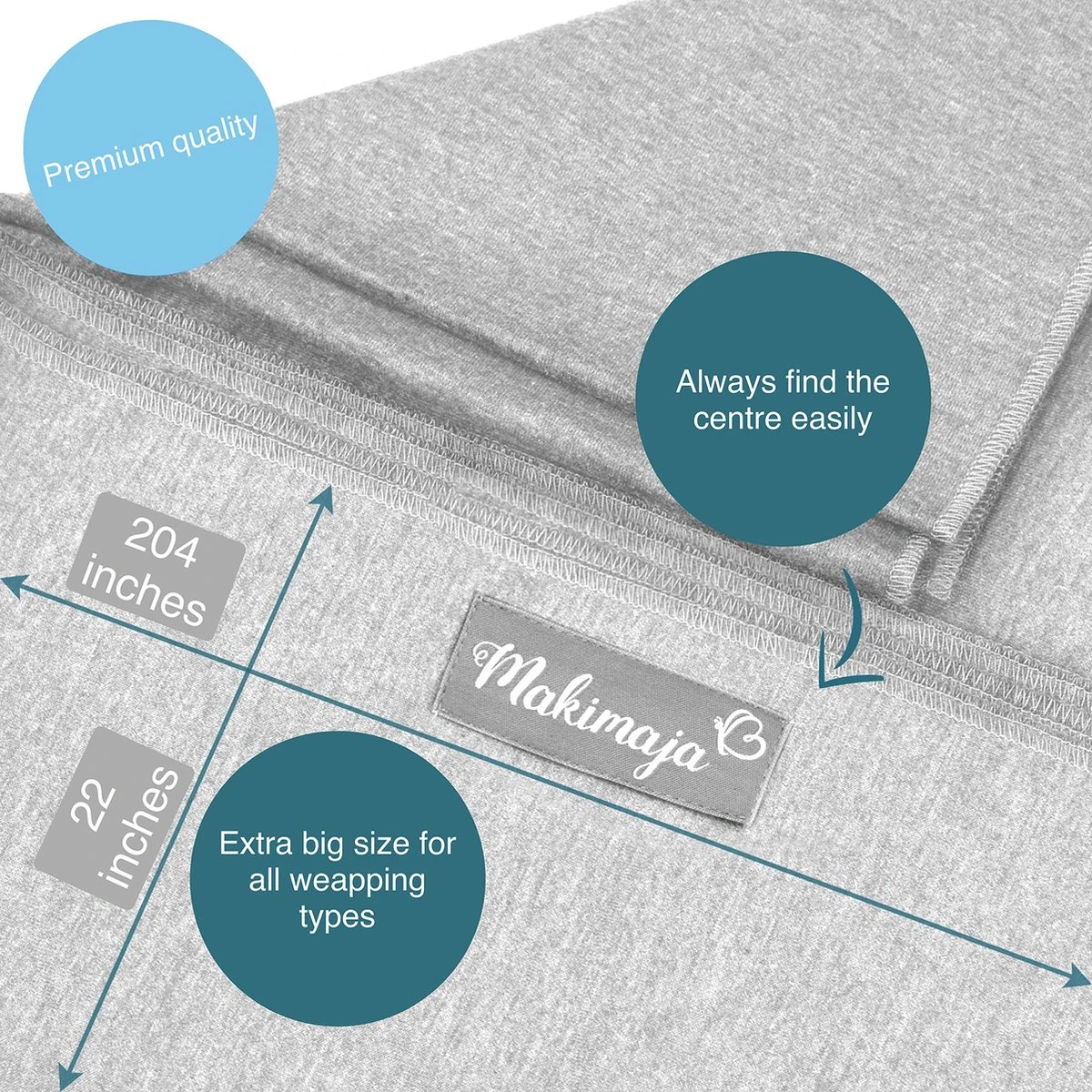 Makimaja Baby Sling - Licht Grijs - Hoge Kwaliteit 100% Natuurlijk Katoen Baby Sling - Baby Sling Pasgeborenen En Baby's Tot 15 Kg - Plus Inclusief: Baby Slabbetje - Afbeelding 5