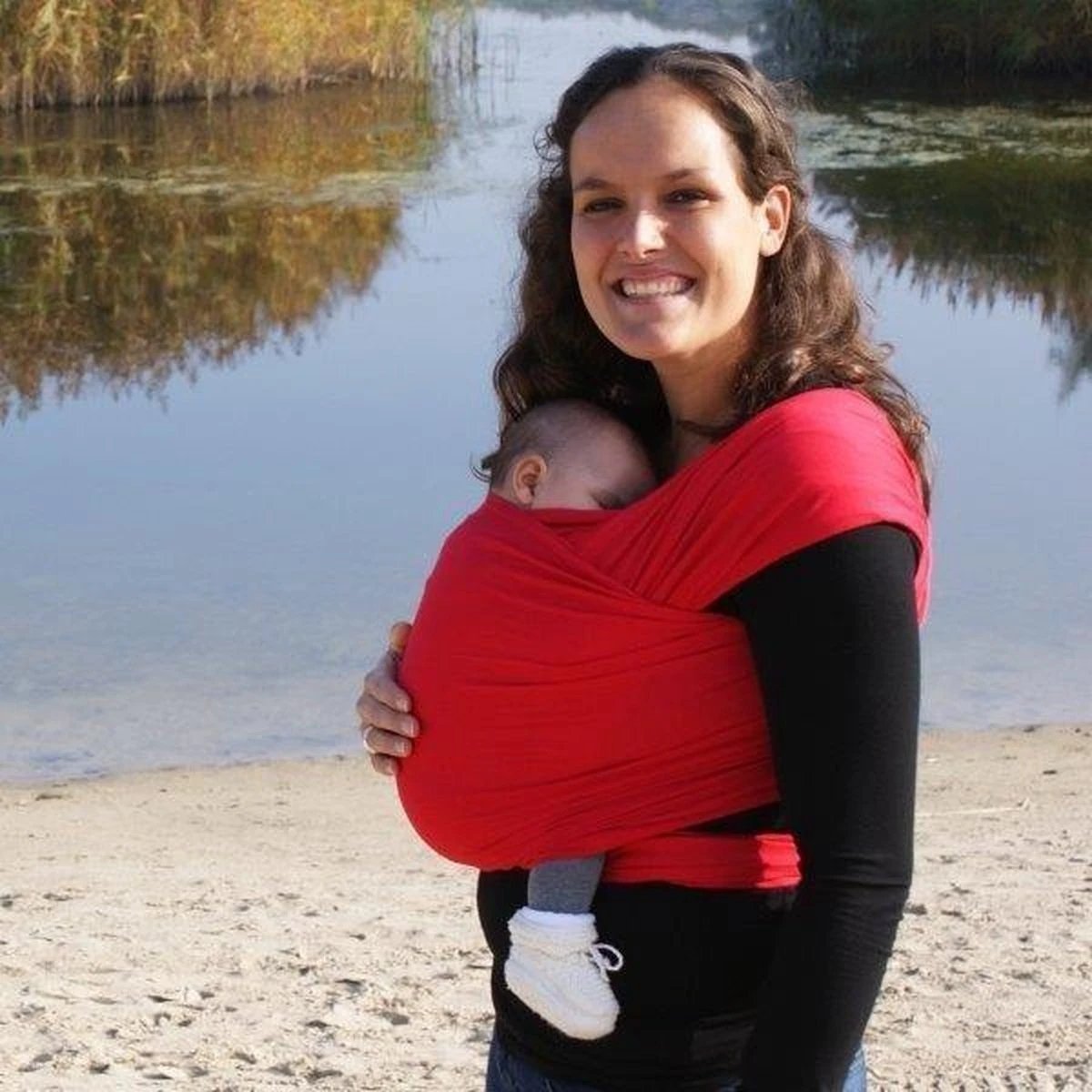 Smallvips Draagdoek Taupe - Rekbare Draagdoek Van Bamboo - Heerlijk Zacht En Koel - Ergonomisch Dragen - Afbeelding 8