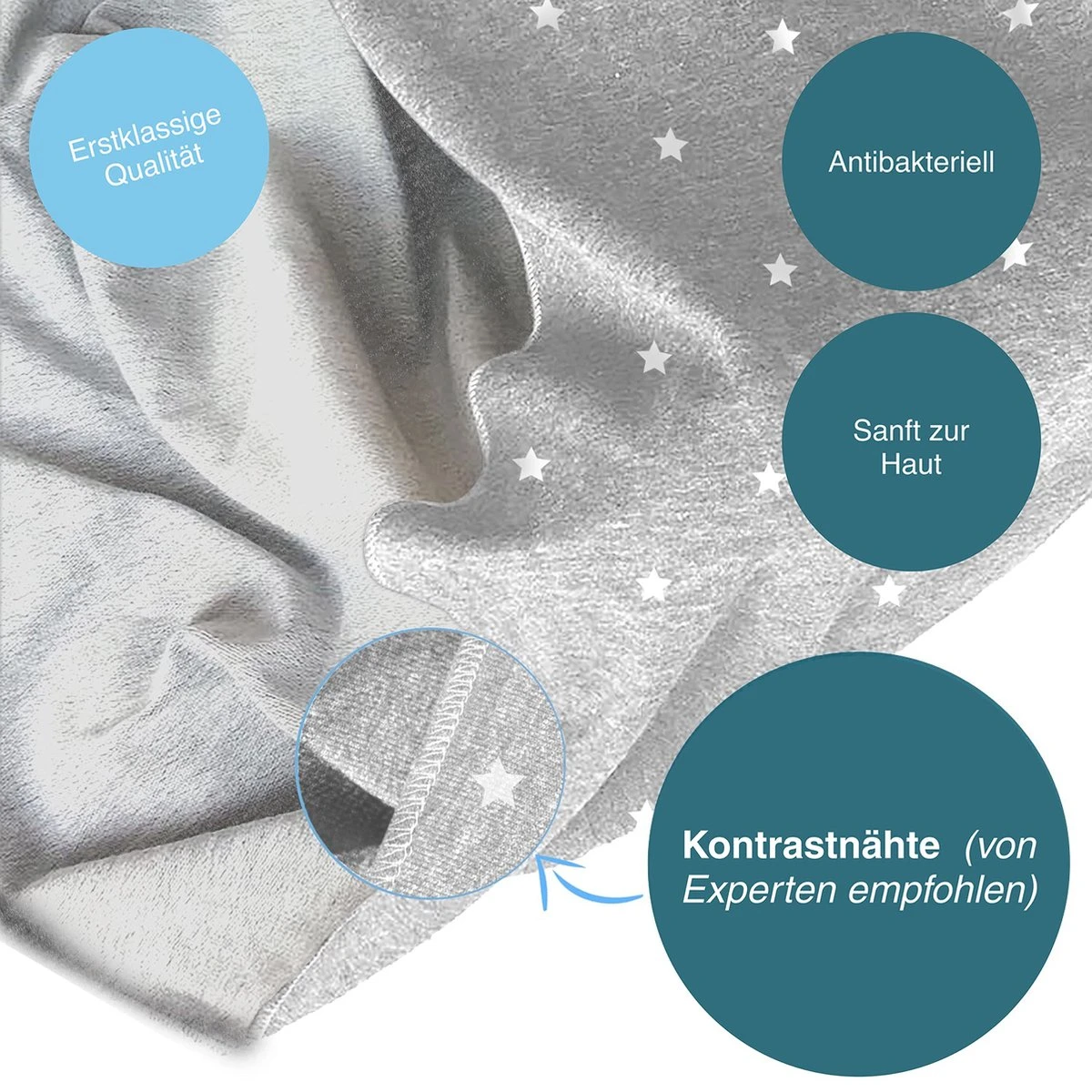 Makimaja Baby Sling - Licht Grijs Met Sterren - Hoge Kwaliteit 100% Natuurlijk Katoen Baby Sling - Baby Sling Pasgeborene En Baby's Tot 15 Kg - Plus Inclusief: Baby Slabbetje - Afbeelding 4