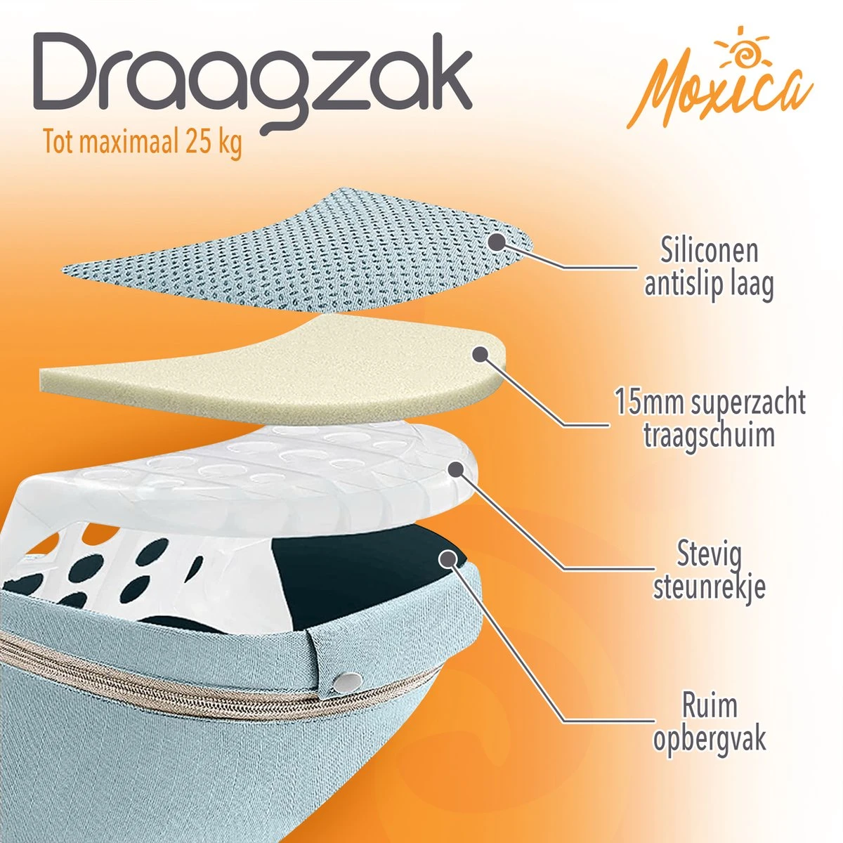 Moxica Draagzak Baby - Draagdoek - Carrier - Kinderdrager - Babydrager - Drager - Afbeelding 4