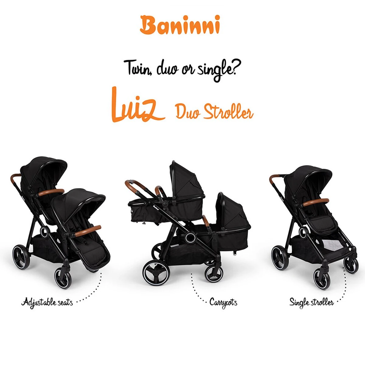 Baninni Duo Kinderwagen Luiz Grijs - Afbeelding 19