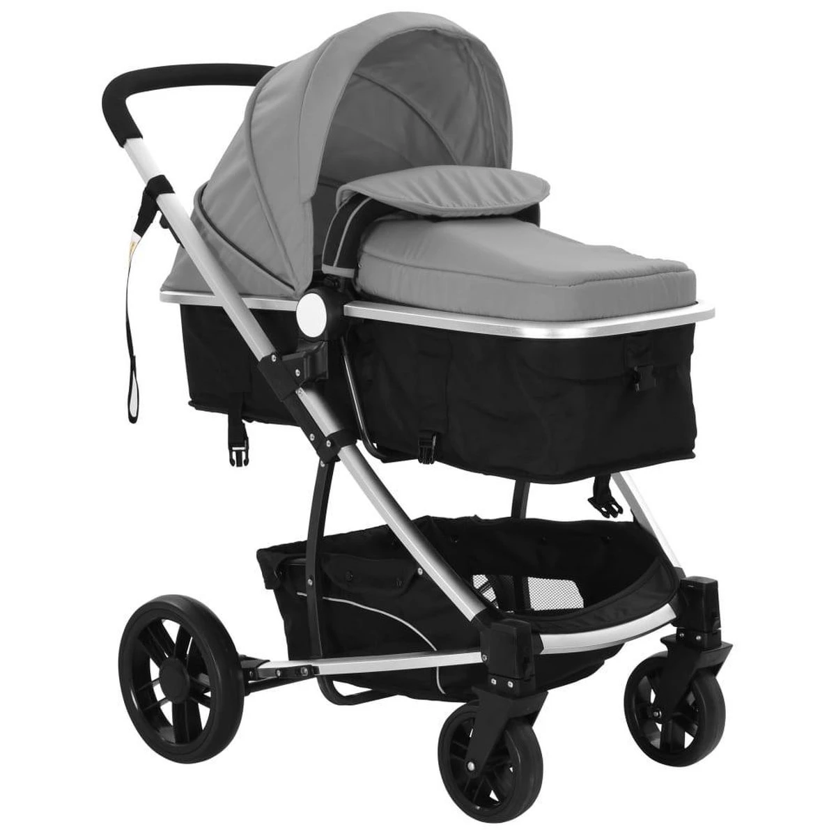 VidaXL Kinderwagen 2-in-1 Aluminium Grijs En Zwart - Afbeelding 2