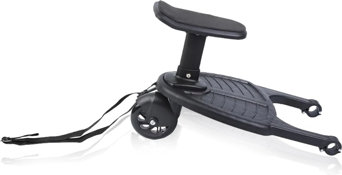 Merkloos Happyment® Universeel Meerijdplankje - Met Zitting - Voor Kinderwagen - Buggyboard - Zwart - Afbeelding 6
