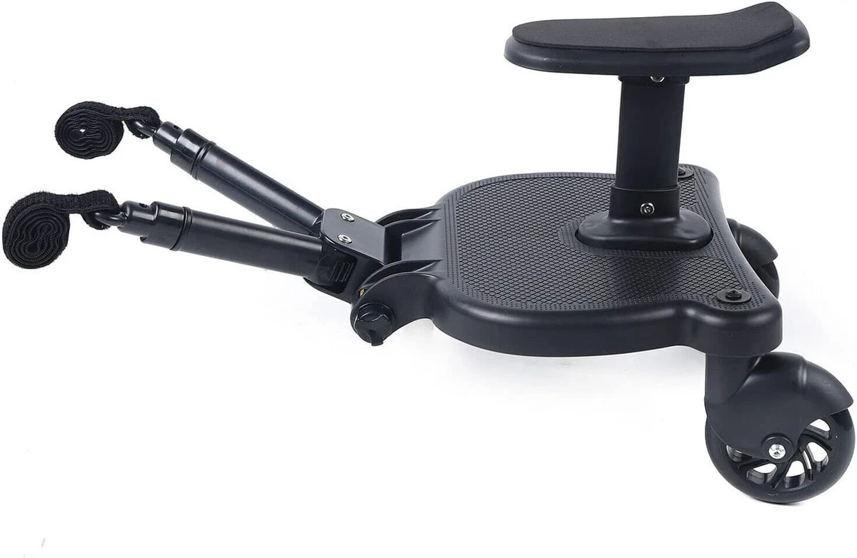 Merkloos Meerijdplankje - Kinderwagen - Buggy - KANT EN KLAAR - Al In Elkaar Gezet! - Met Zitje Voor Uw Kind - Zwart - Afbeelding 4