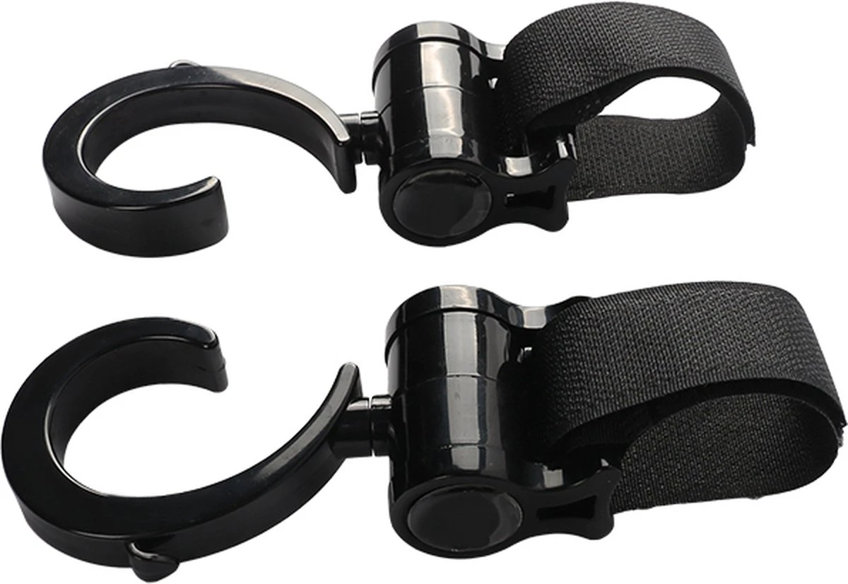 Merkloos Kinderwagen Haakjes - Boodschappentassen Ophangen - Buggy Clipjes - 2 Stuks - Afbeelding 2