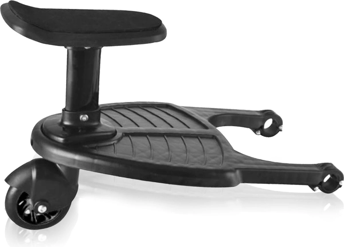 Merkloos Happyment® Universeel Meerijdplankje - Met Zitting - Voor Kinderwagen - Buggyboard - Zwart