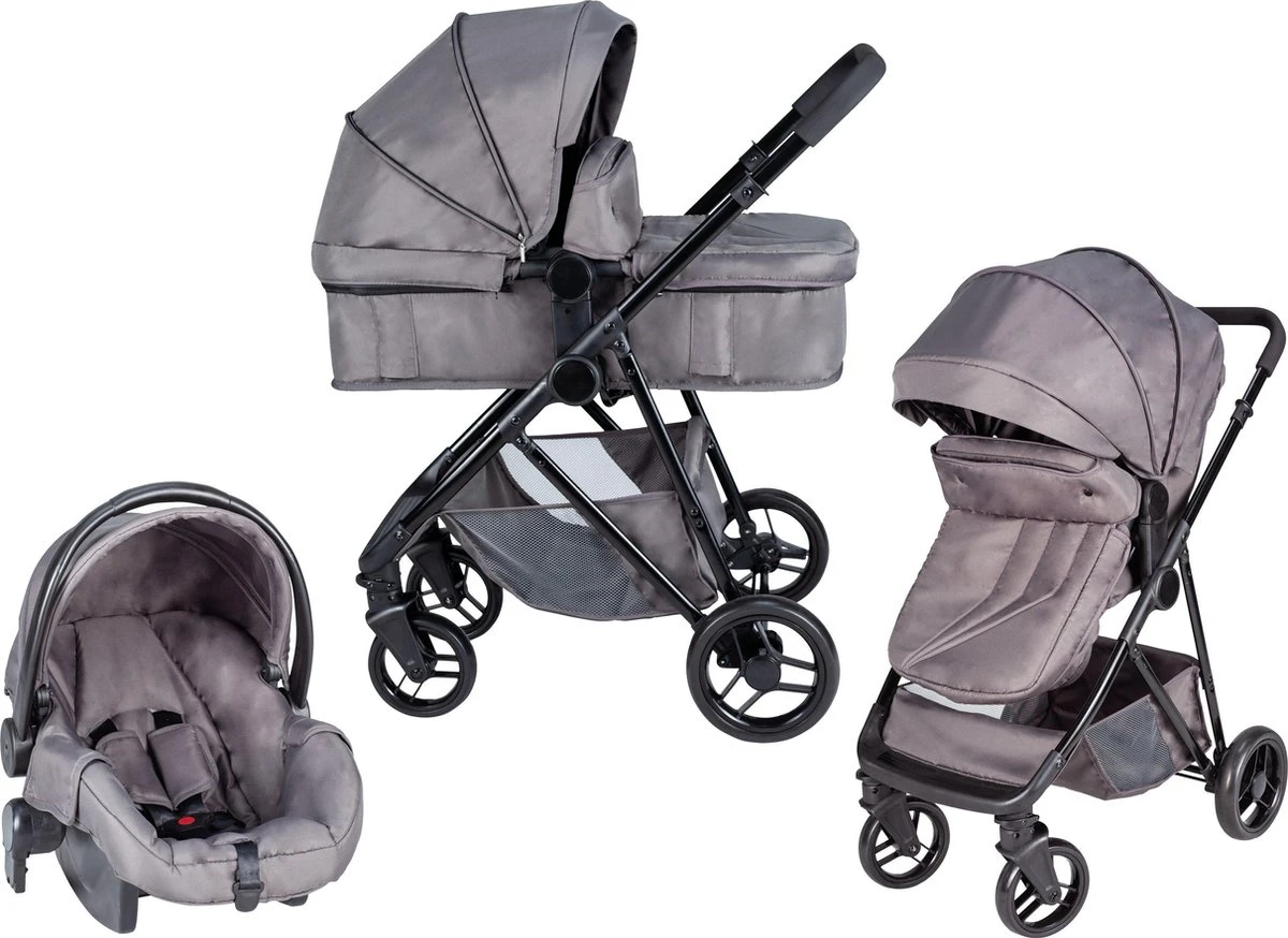 Bebies First Combi 3 In 1 Kinderwagen Optima- Grijs - Inc. Reiswieg, Zitting & Autostoel - Afbeelding 14