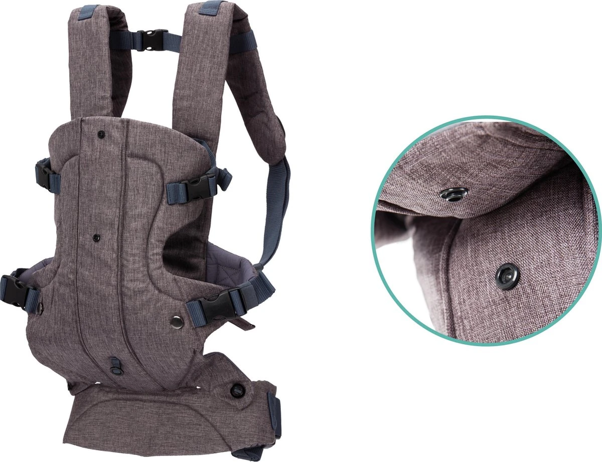 Fillikid Baby Draagzak 4 In 1 Ergonomisch - Buikdrager - Rugdrager - Multifunctioneel - Grijs - Afbeelding 4