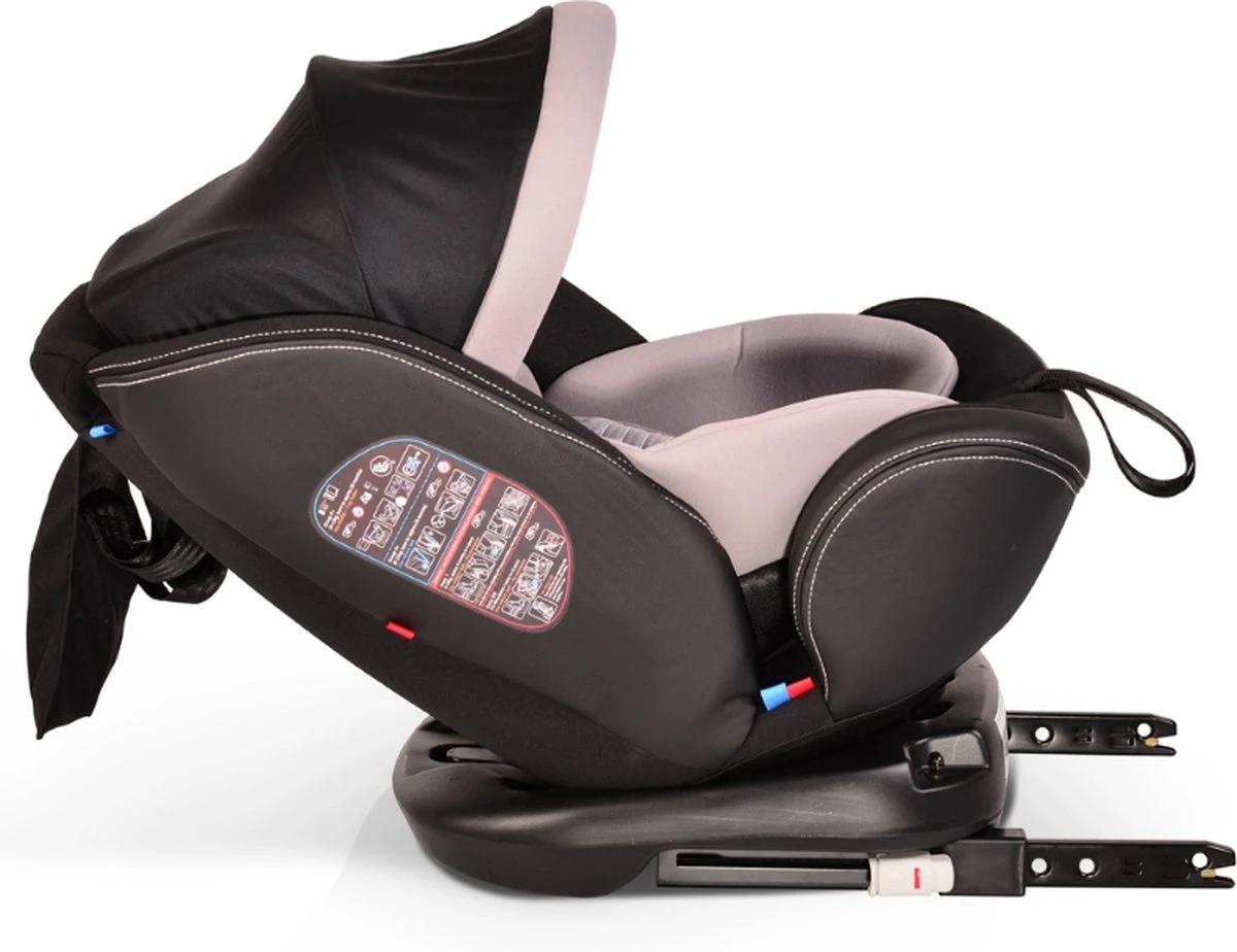 Cangaroo Pilot Black Leather SPS Isofix 360° 0-36 Kg Autostoel Met Zonnekap - Afbeelding 8