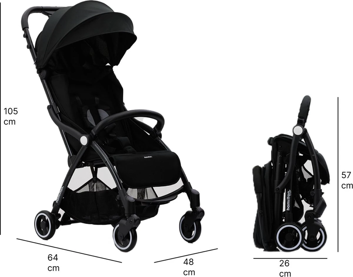 Hamilton By Yoop X1 Plus Buggy – Nieuw, Hoger, Uitgebreider 2023 Model – Premium Stroller Met One Hand Folding Technologie – Zwart – Lichte, Verstelbare En Wendbare Kinderwagen Met Vele Gemakken - Afbeelding 20