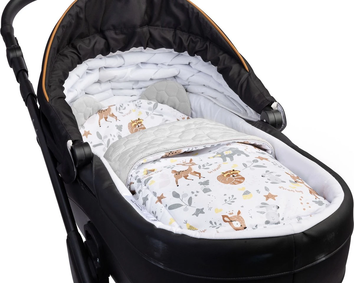 Kinderwagen Bekledingset Kussen + Deken BOS Beige Gray