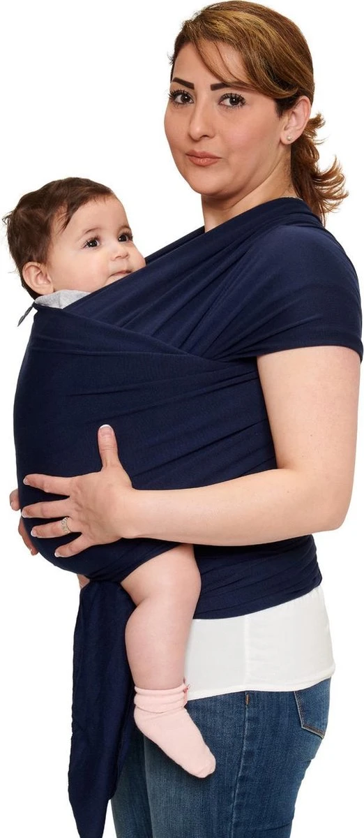 Baby Garden Draagdoek Donkerblauw - Ergonomisch - Original - Gratis Slabbetje - Afbeelding 2