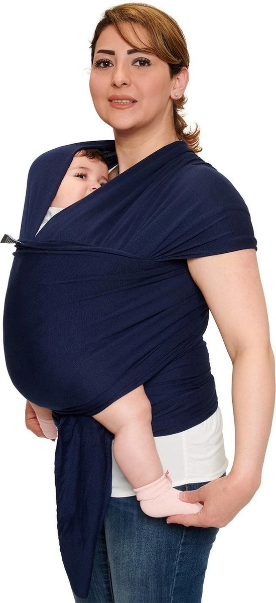 Baby Garden Draagdoek Donkerblauw - Ergonomisch - Original - Gratis Slabbetje - Afbeelding 5