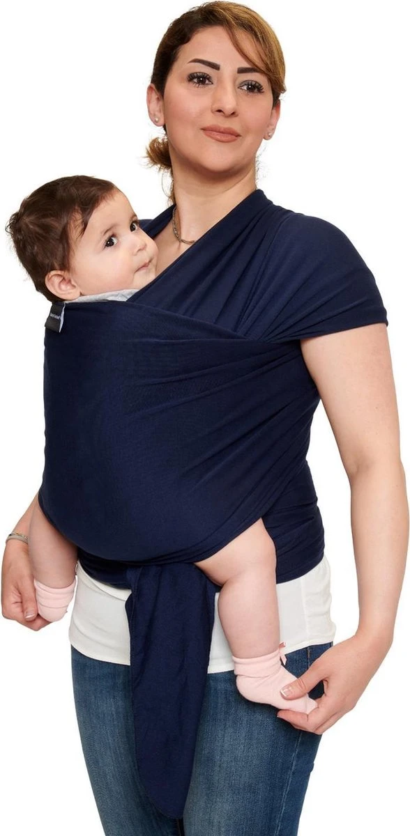 Baby Garden Draagdoek Donkerblauw - Ergonomisch - Original - Gratis Slabbetje - Afbeelding 4