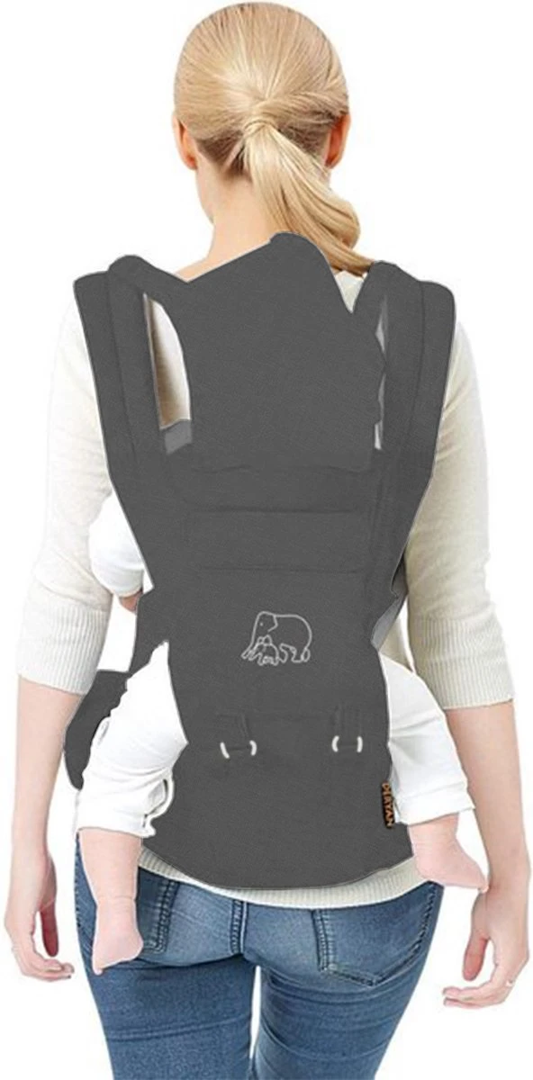 Deryan Pack Luxe Ergonomische Draagzak Babydrager + Opbergvakjes Grijs - Afbeelding 8