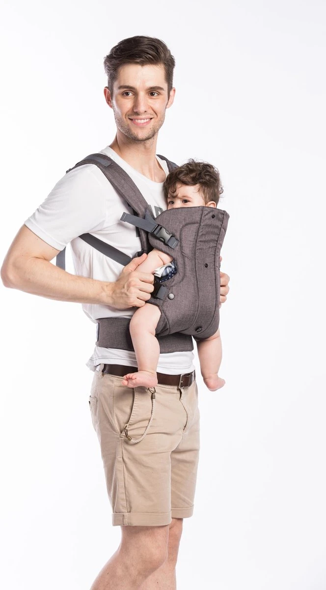 Fillikid Baby Draagzak 4 In 1 Ergonomisch - Buikdrager - Rugdrager - Multifunctioneel - Grijs - Afbeelding 6