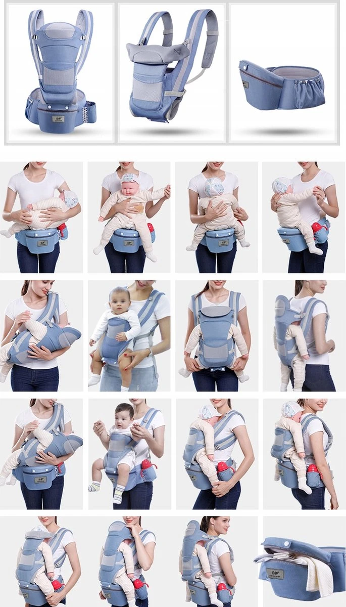 Merkloos Ergonomische Babydraagzak - 15 In 1 - Donkerblauw - 0 Tot 48 Maanden - Babydrager -Buikdrager En Rugdrager - Baby Draagzak - Ergonomisch - Heupdrager - Afbeelding 6