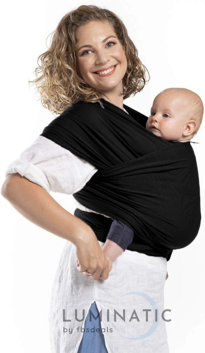 Baby Draagdoek - Babywrap - Baby Carrier - Babydrager - Buikdrager Baby – Baby Draagzak - Baby Sling | Luminatic® | Ergonomisch | Met Tasje | Zwart